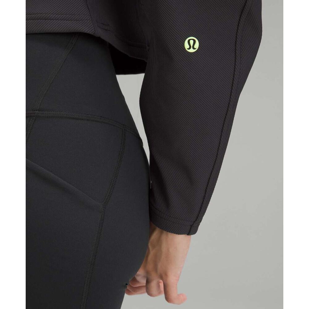 Lululemon Ribbed Luxtreme Wide Sleeve Pullover Black Crop Women's No Size Tag - Picture 13 of 15